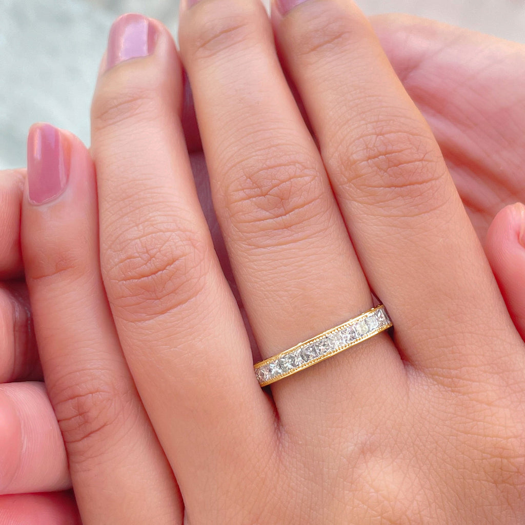 Certified Princess Cut Lab Grown Diamond Eternity Wedding Band
