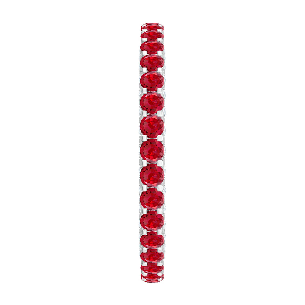 1.75 CT Round Shape Lab Grown Ruby and Diamond Eternity Wedding Band