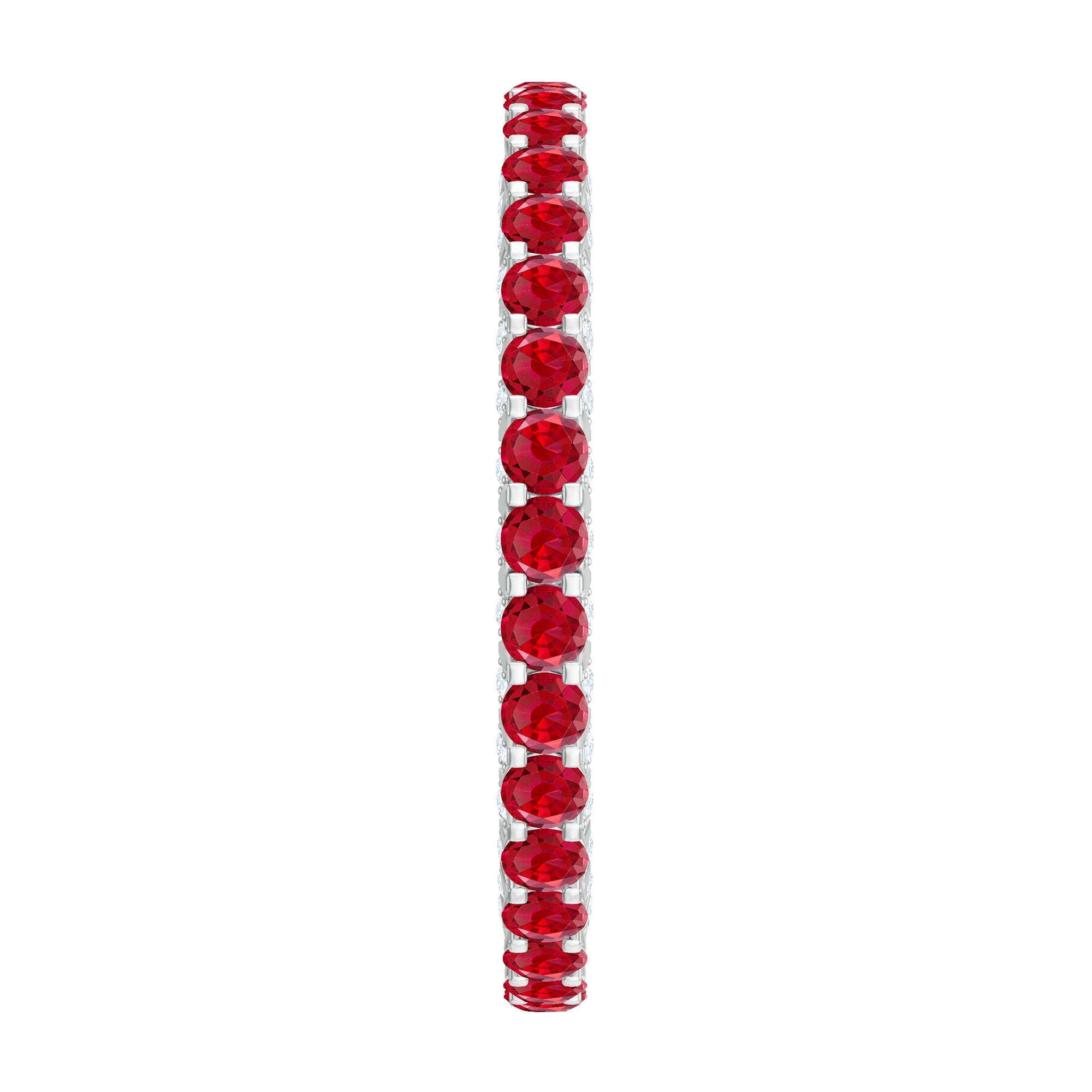 1.75 CT Round Shape Lab Grown Ruby and Diamond Eternity Wedding Band