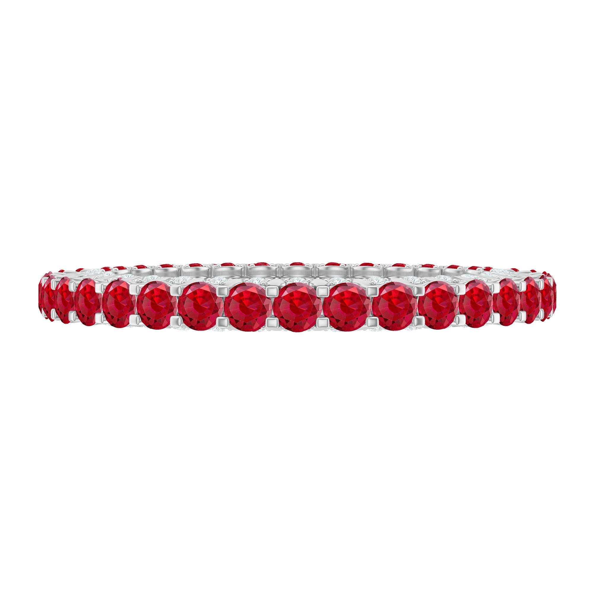 1.75 CT Round Shape Lab Grown Ruby and Diamond Eternity Wedding Band