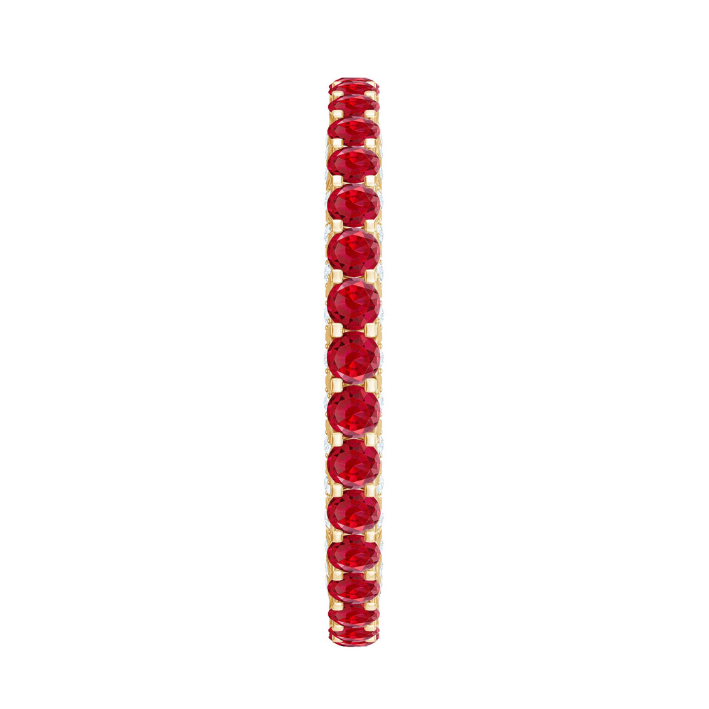 1.75 CT Round Shape Lab Grown Ruby and Diamond Eternity Wedding Band