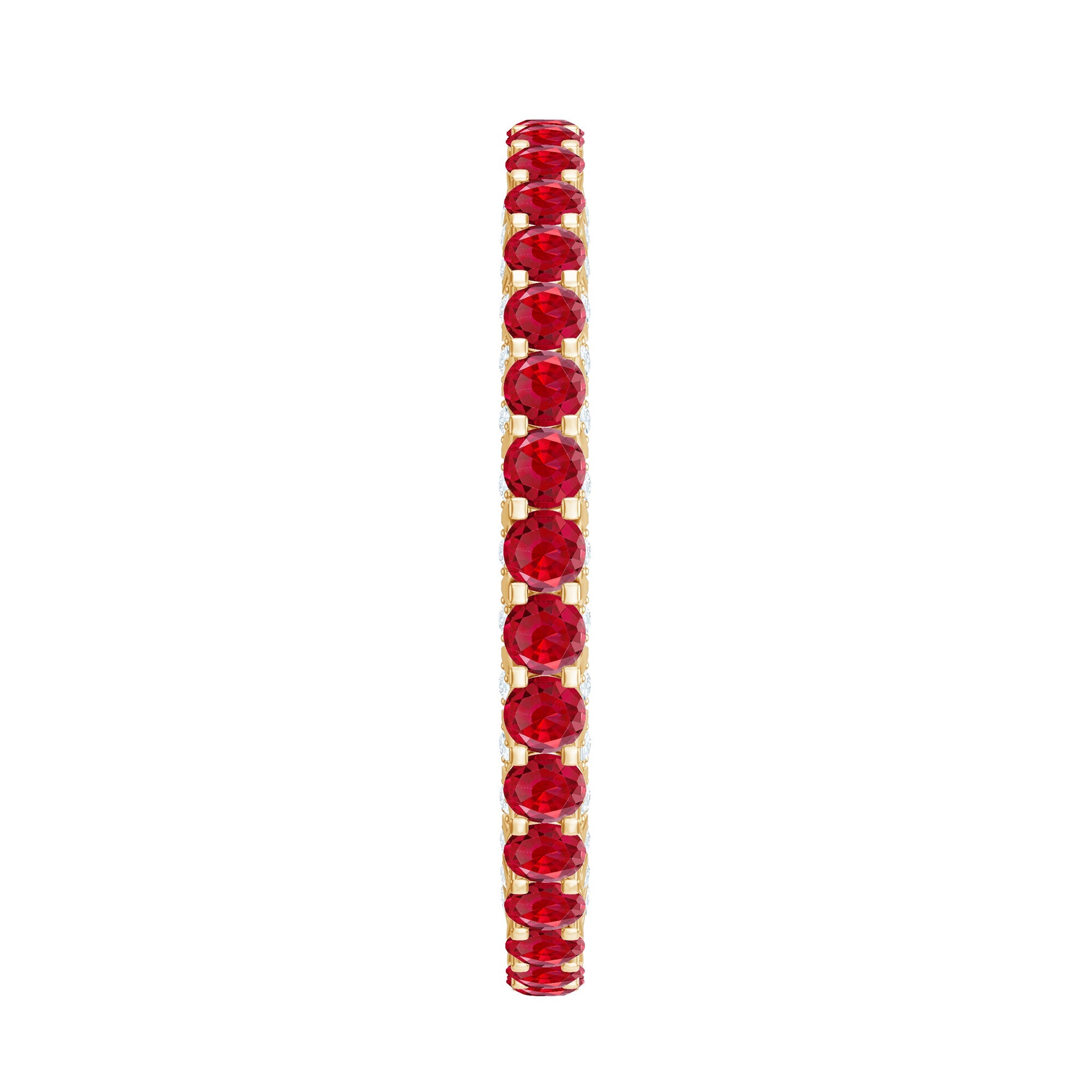 1.75 CT Round Shape Lab Grown Ruby and Diamond Eternity Wedding Band