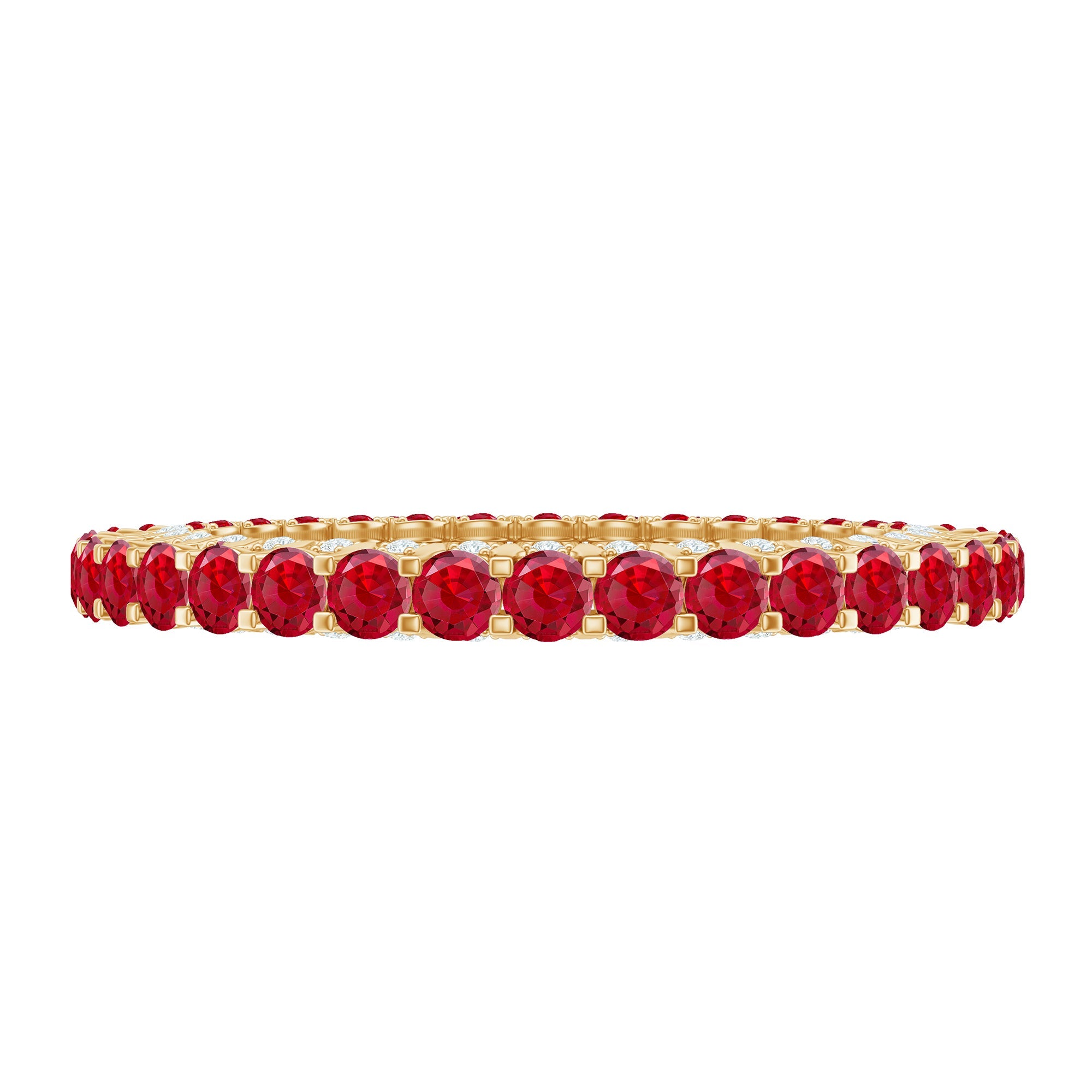 1.75 CT Round Shape Lab Grown Ruby and Diamond Eternity Wedding Band