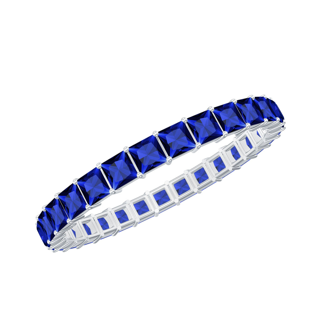 Princess Cut Certified Lab Created Blue Sapphire Full Eternity Ring