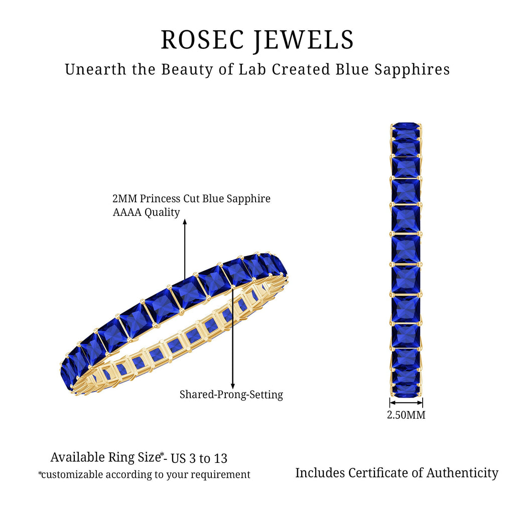 Princess Cut Certified Lab Created Blue Sapphire Full Eternity Ring