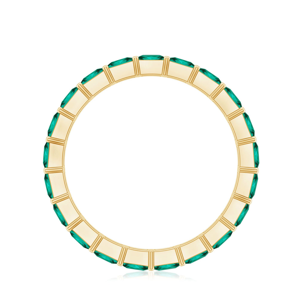 Certified Princess Cut Lab Grown Emerald Wedding Band