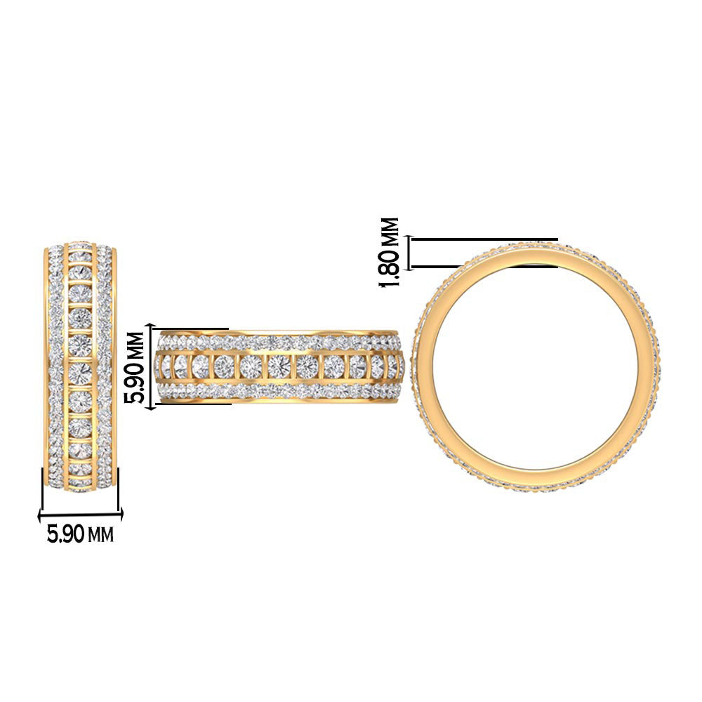 2.50 CT Round Cut Cubic Zirconia Gold Wedding Band Ring