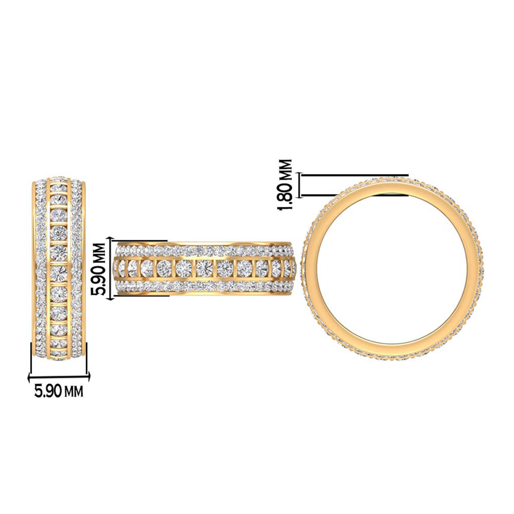 2.50 CT Round Cut Cubic Zirconia Gold Wedding Band Ring
