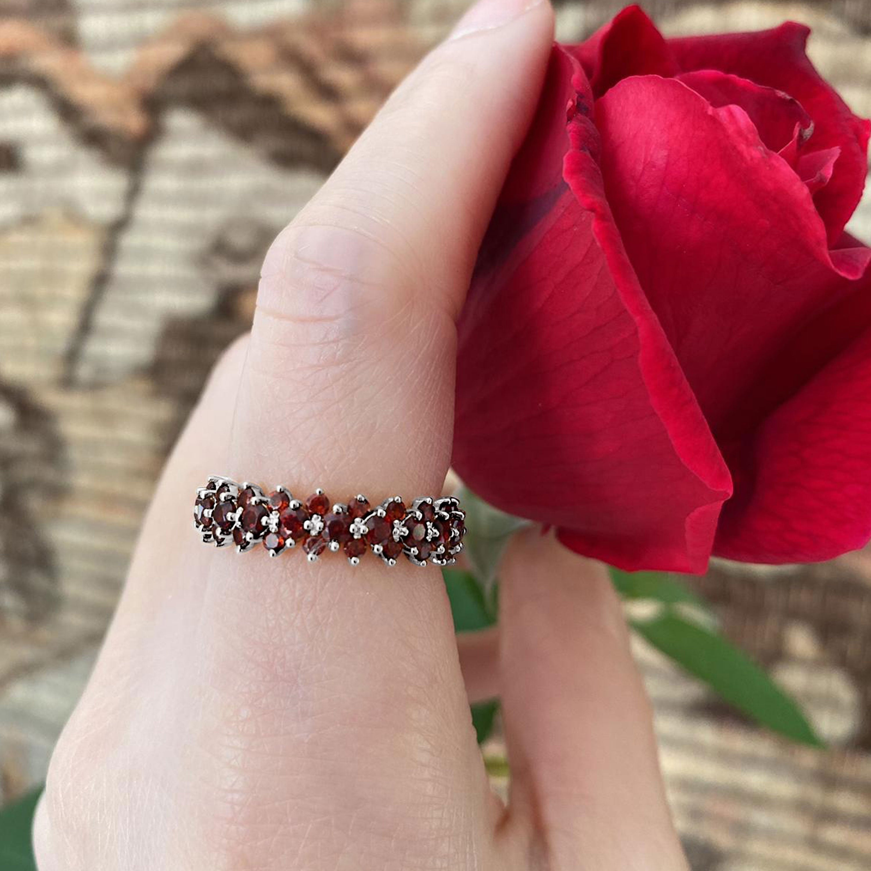Certified Natural Garnet Eternity Band Ring