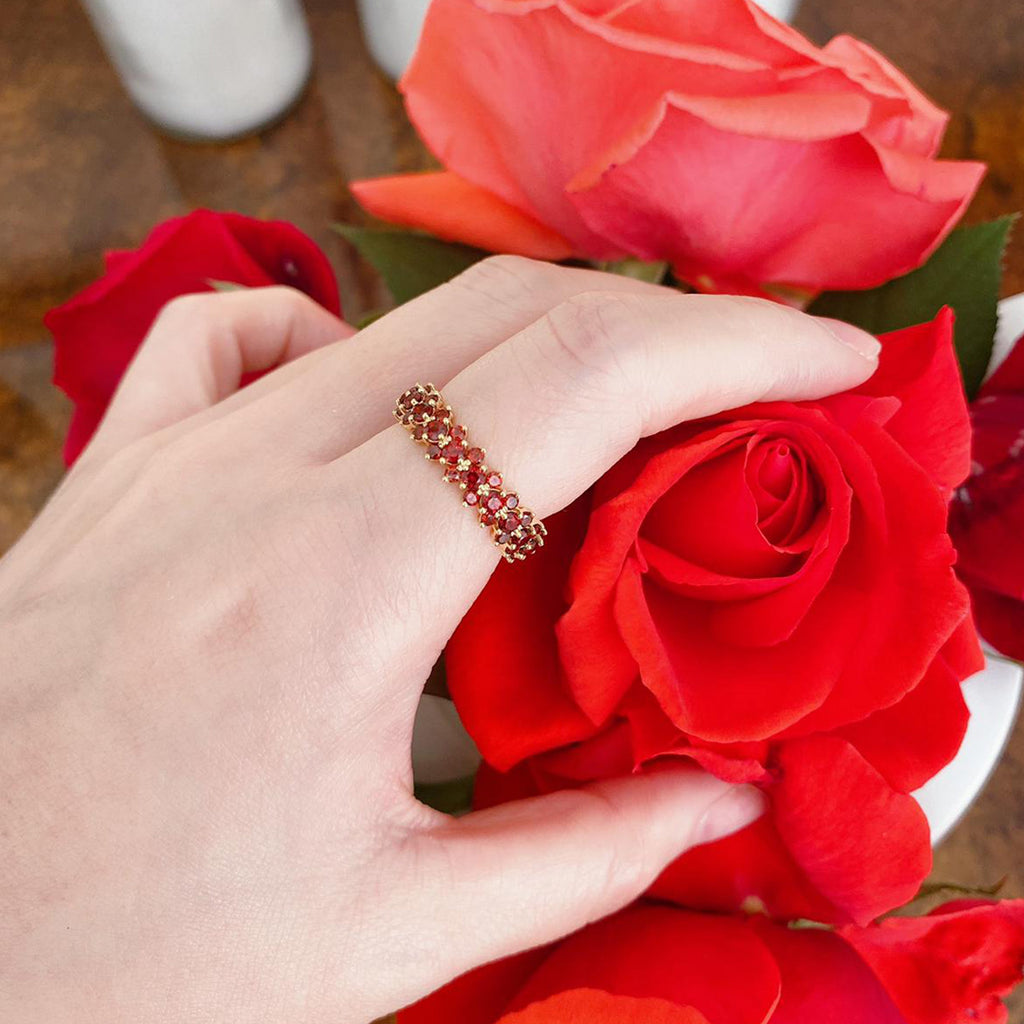 Certified Natural Garnet Eternity Band Ring