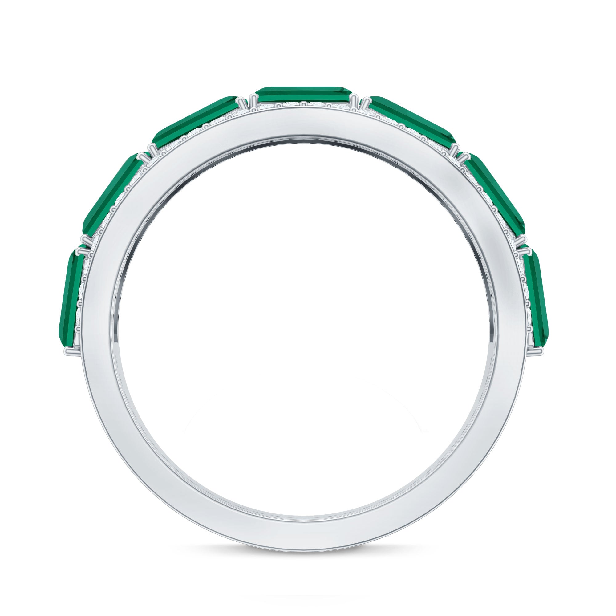 Certified Lab Grown Emerald Diamond Wedding Band in East West Style