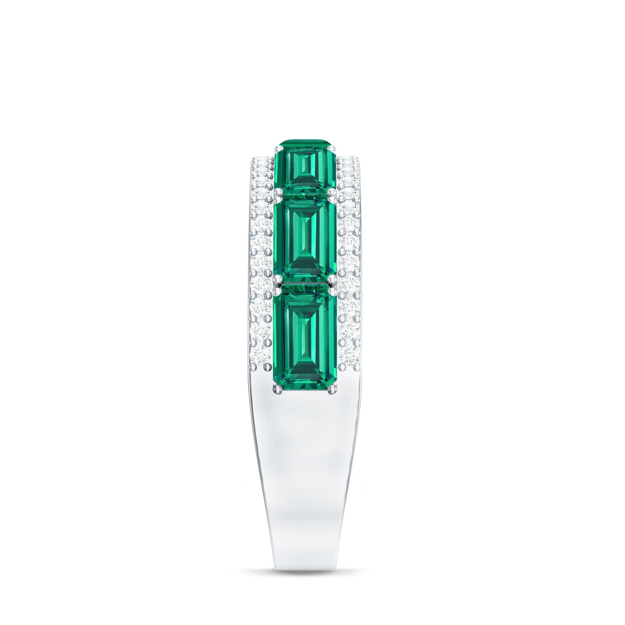 Certified Lab Grown Emerald Diamond Wedding Band in East West Style