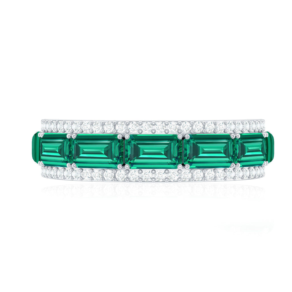 Certified Lab Grown Emerald Diamond Wedding Band in East West Style