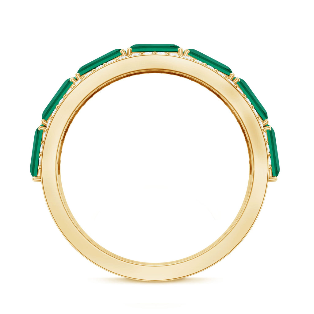 Certified Lab Grown Emerald Diamond Wedding Band in East West Style