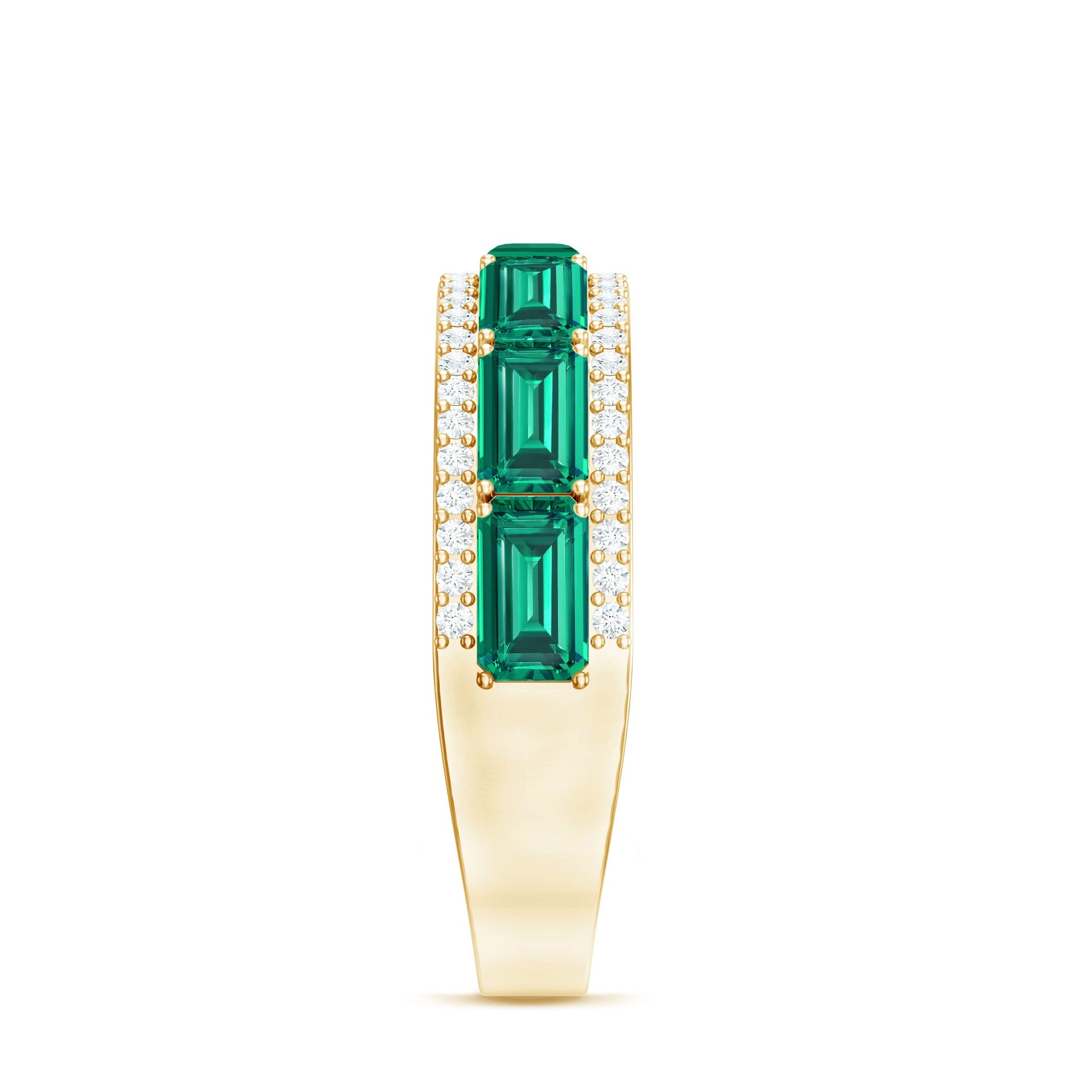 Certified Lab Grown Emerald Diamond Wedding Band in East West Style