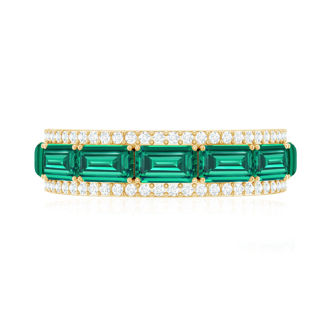 Certified Lab Grown Emerald Diamond Wedding Band in East West Style