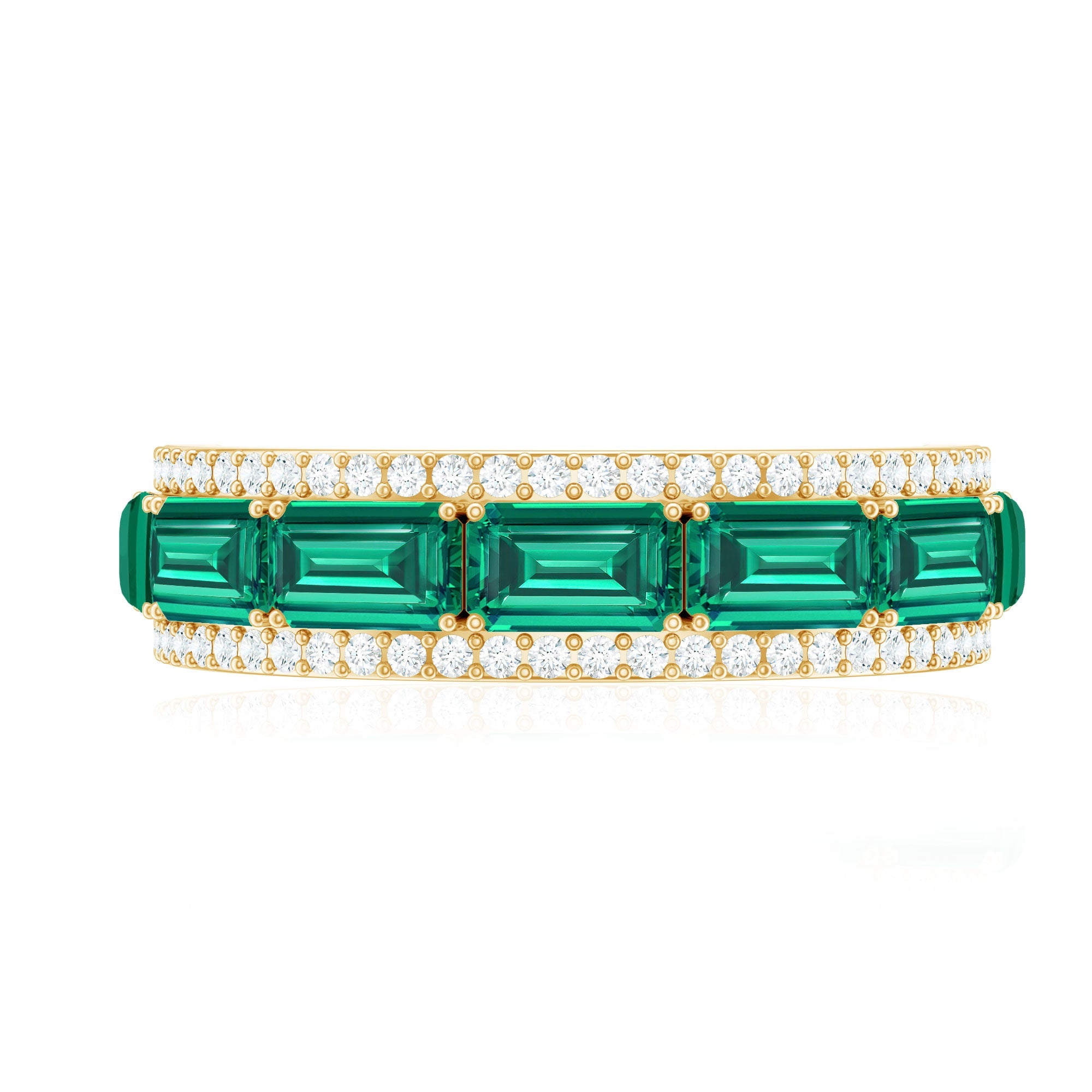 Certified Lab Grown Emerald Diamond Wedding Band in East West Style