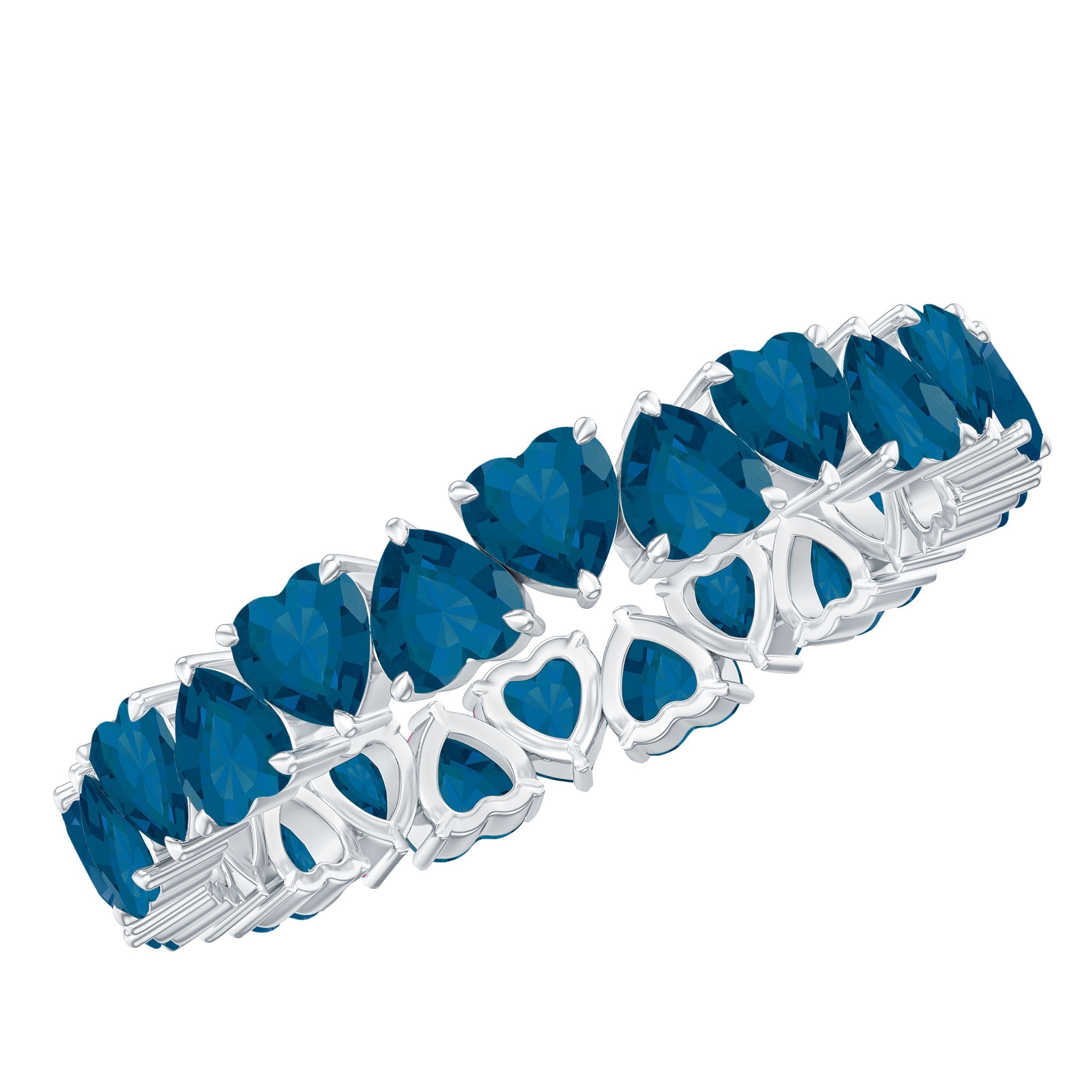 London Blue Topaz Heart Eternity Band Ring