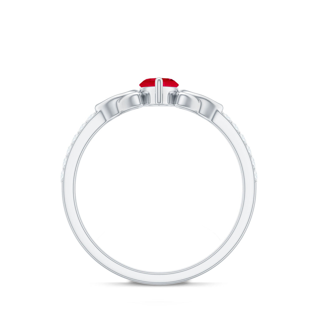 Marquise Cut Solitaire Ruby Celtic Knot Ring with Diamond