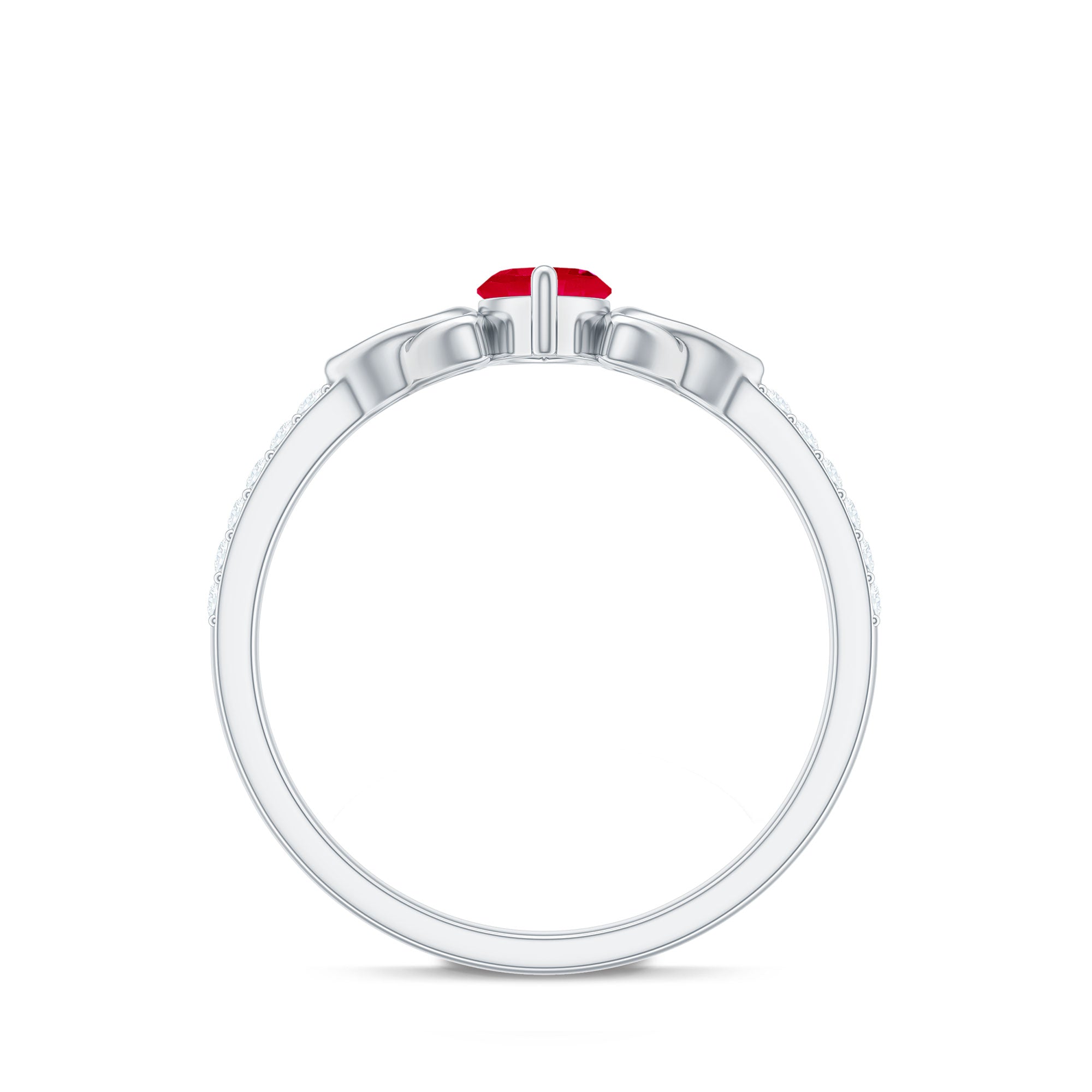 Marquise Cut Solitaire Ruby Celtic Knot Ring with Diamond