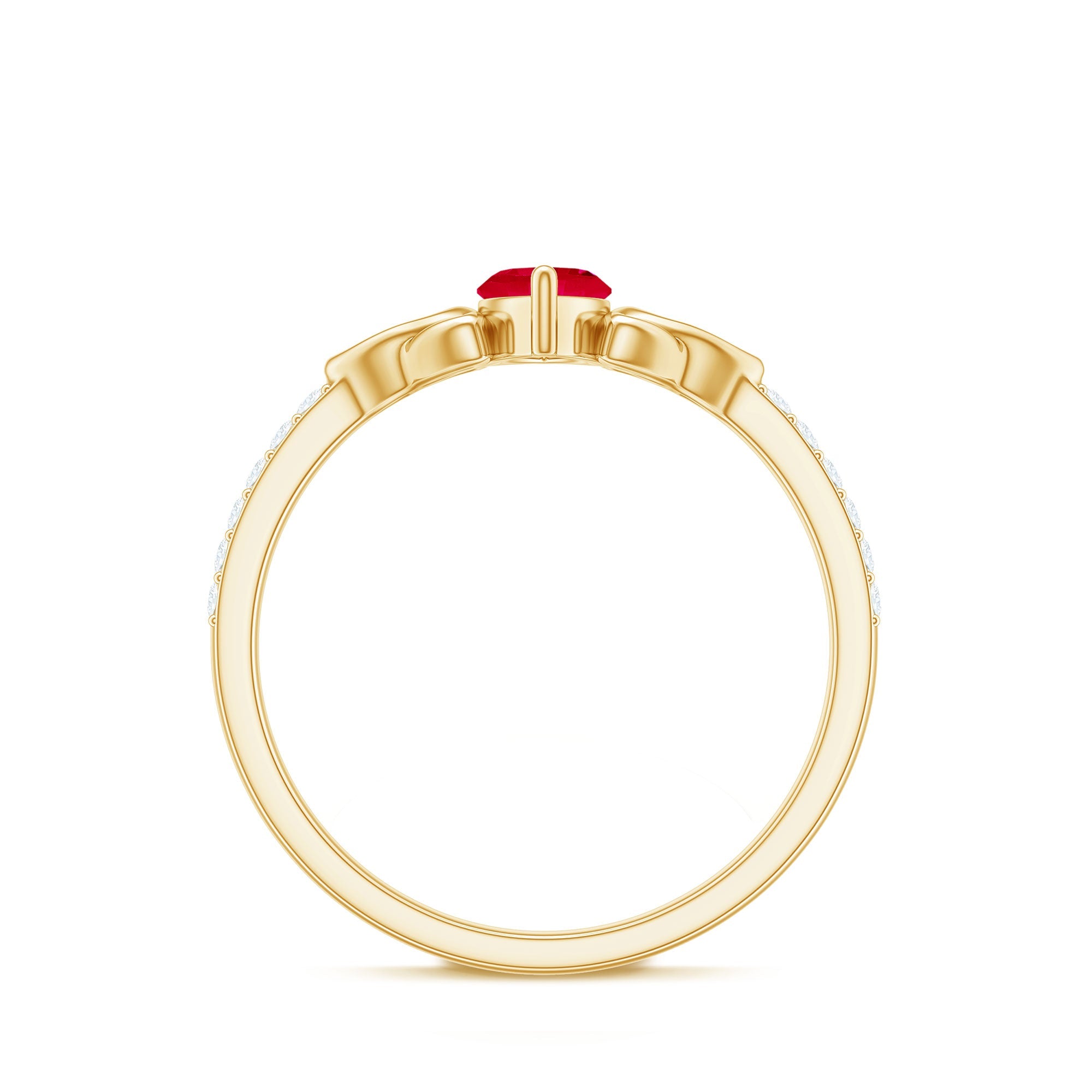 Marquise Cut Solitaire Ruby Celtic Knot Ring with Diamond