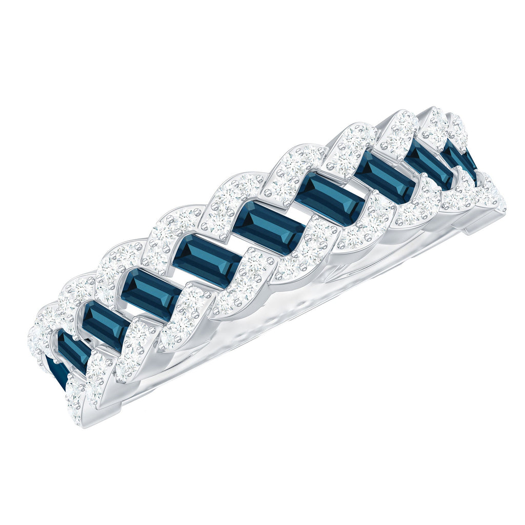 Real London Blue Topaz and Diamond Wedding Ring For Women