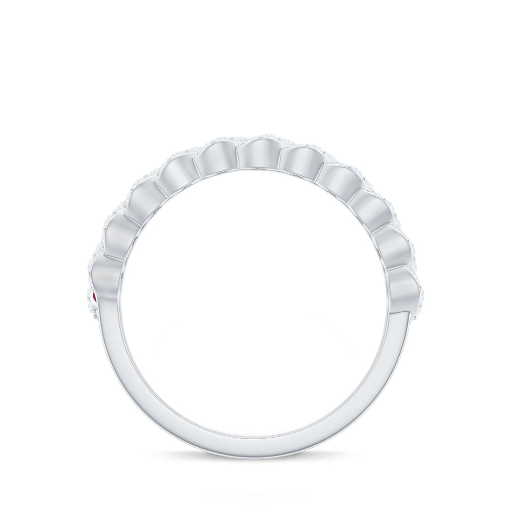 Braided Half Eternity Band Ring with Ruby and Diamond