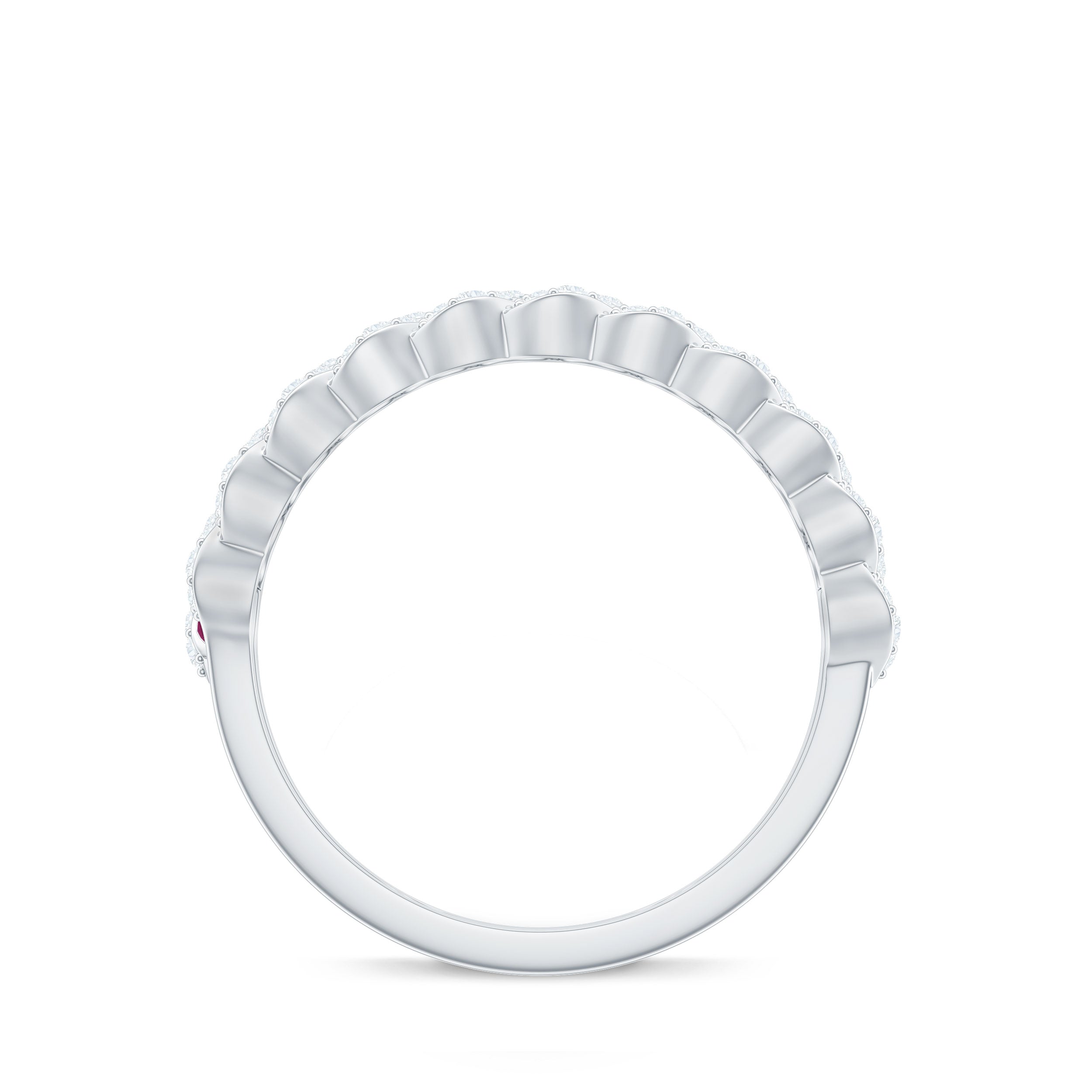 Braided Half Eternity Band Ring with Ruby and Diamond