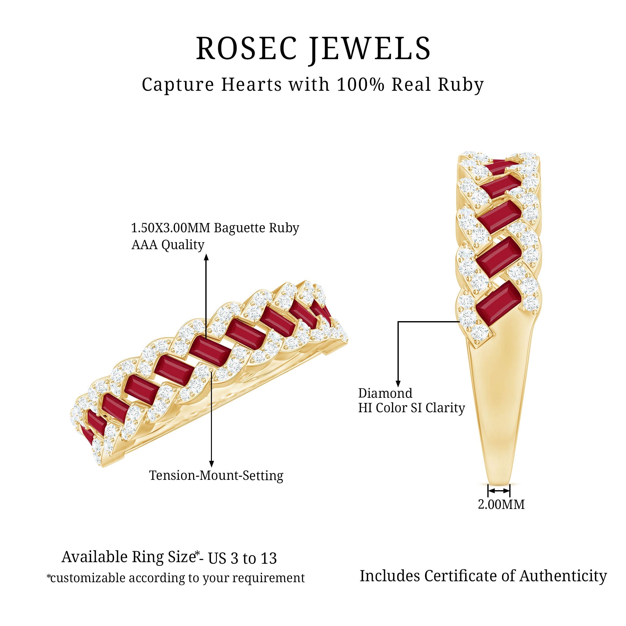 Braided Half Eternity Band Ring with Ruby and Diamond