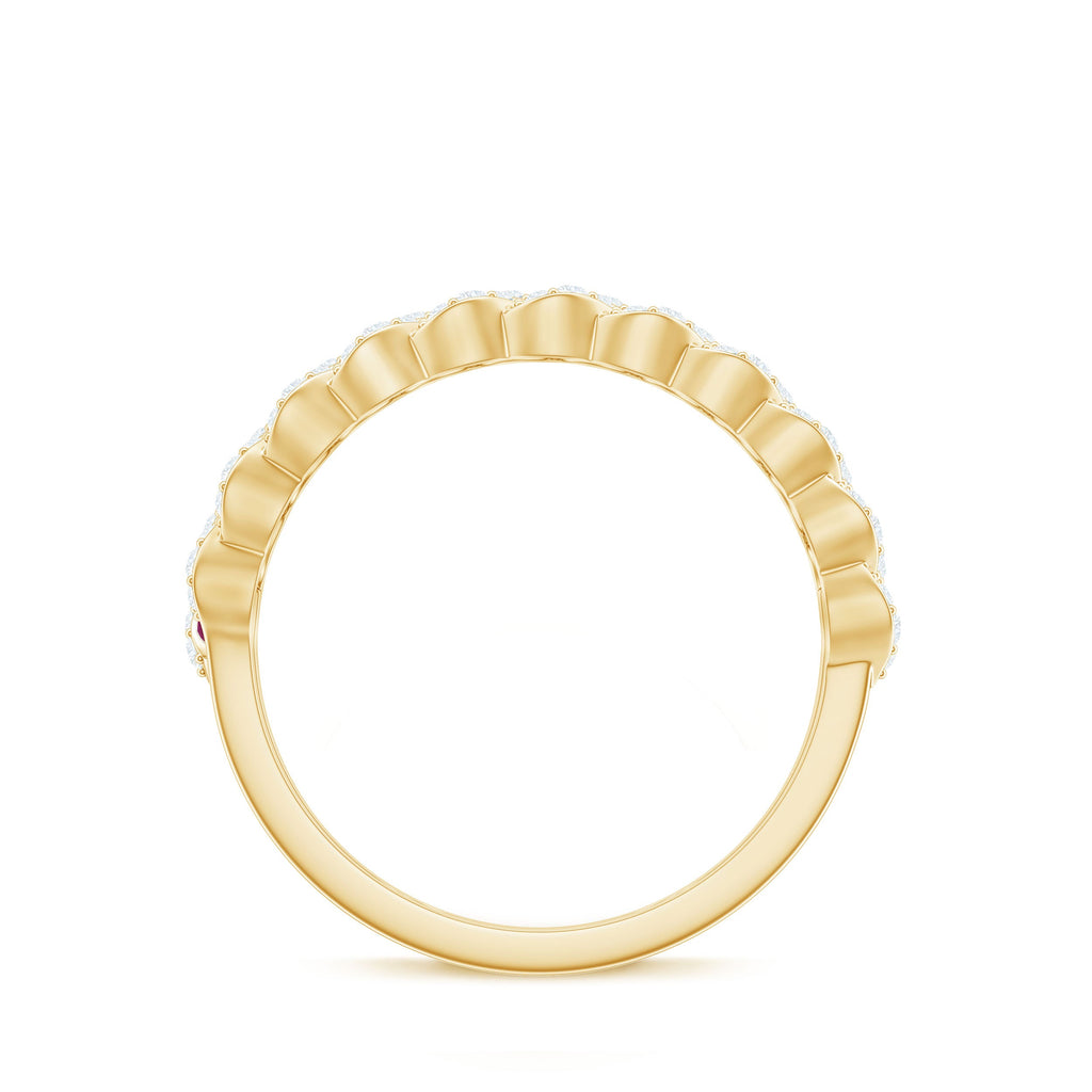 Braided Half Eternity Band Ring with Ruby and Diamond