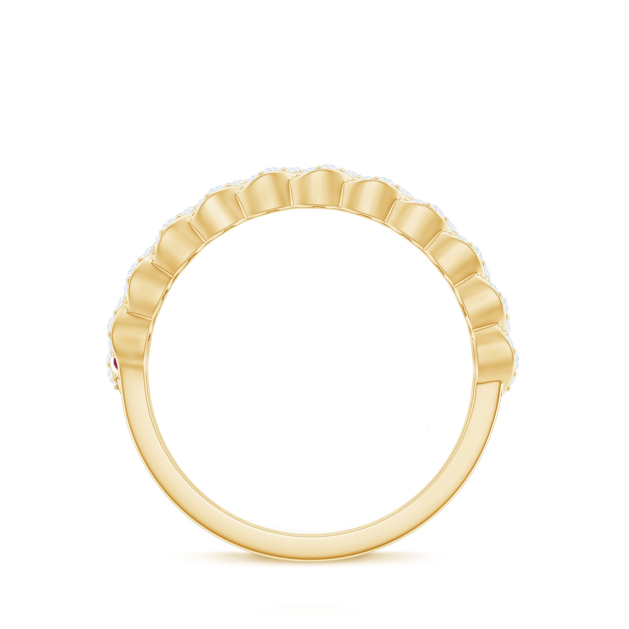 Braided Half Eternity Band Ring with Ruby and Diamond