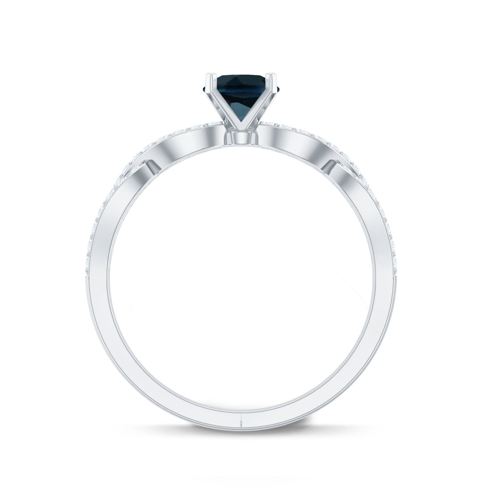 Round Blue Topaz Infinity Engagement Ring with Diamonds