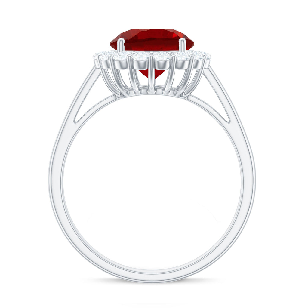 Lab Created 8MM Ruby Halo Engagement Ring with Diamonds