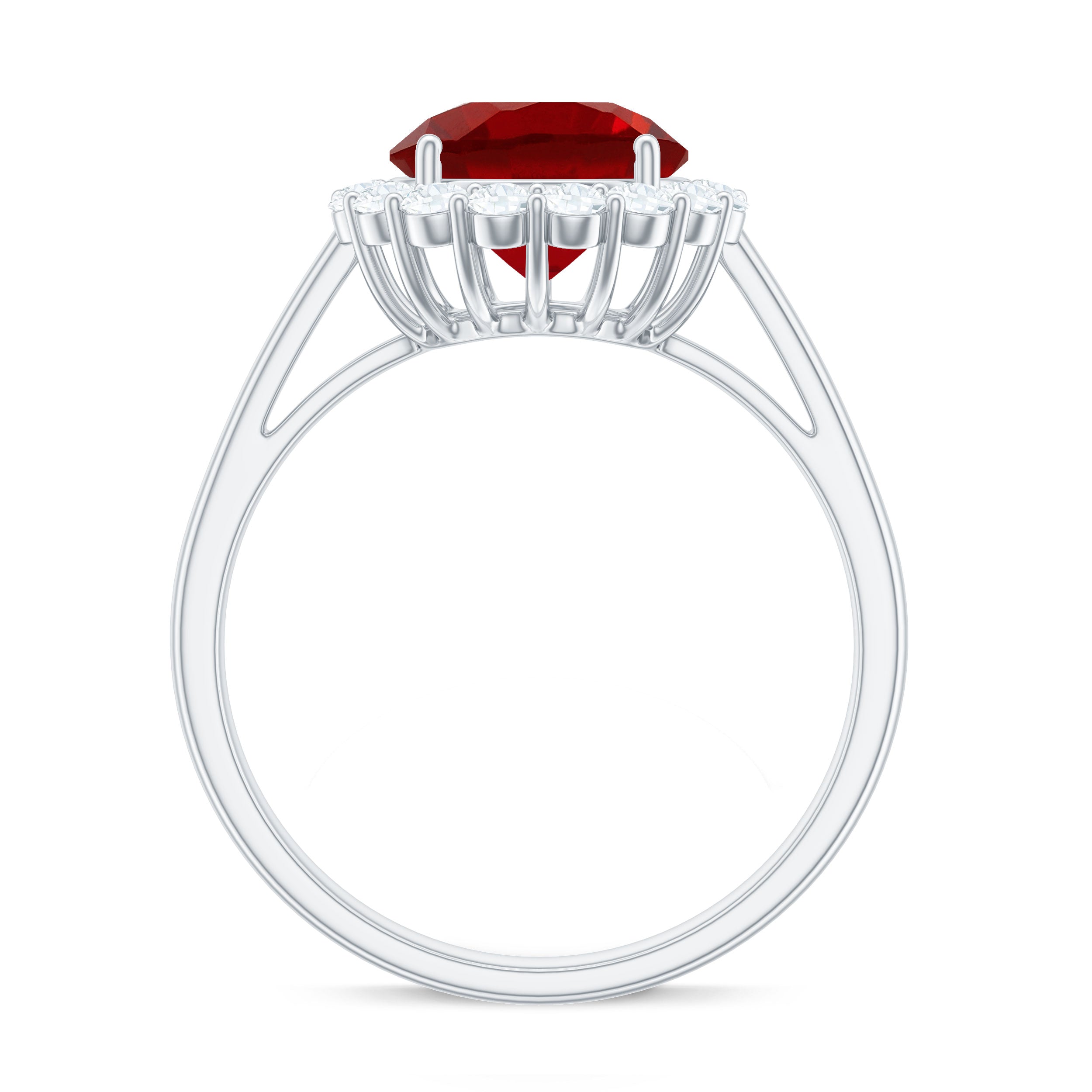Lab Created 8MM Ruby Halo Engagement Ring with Diamonds