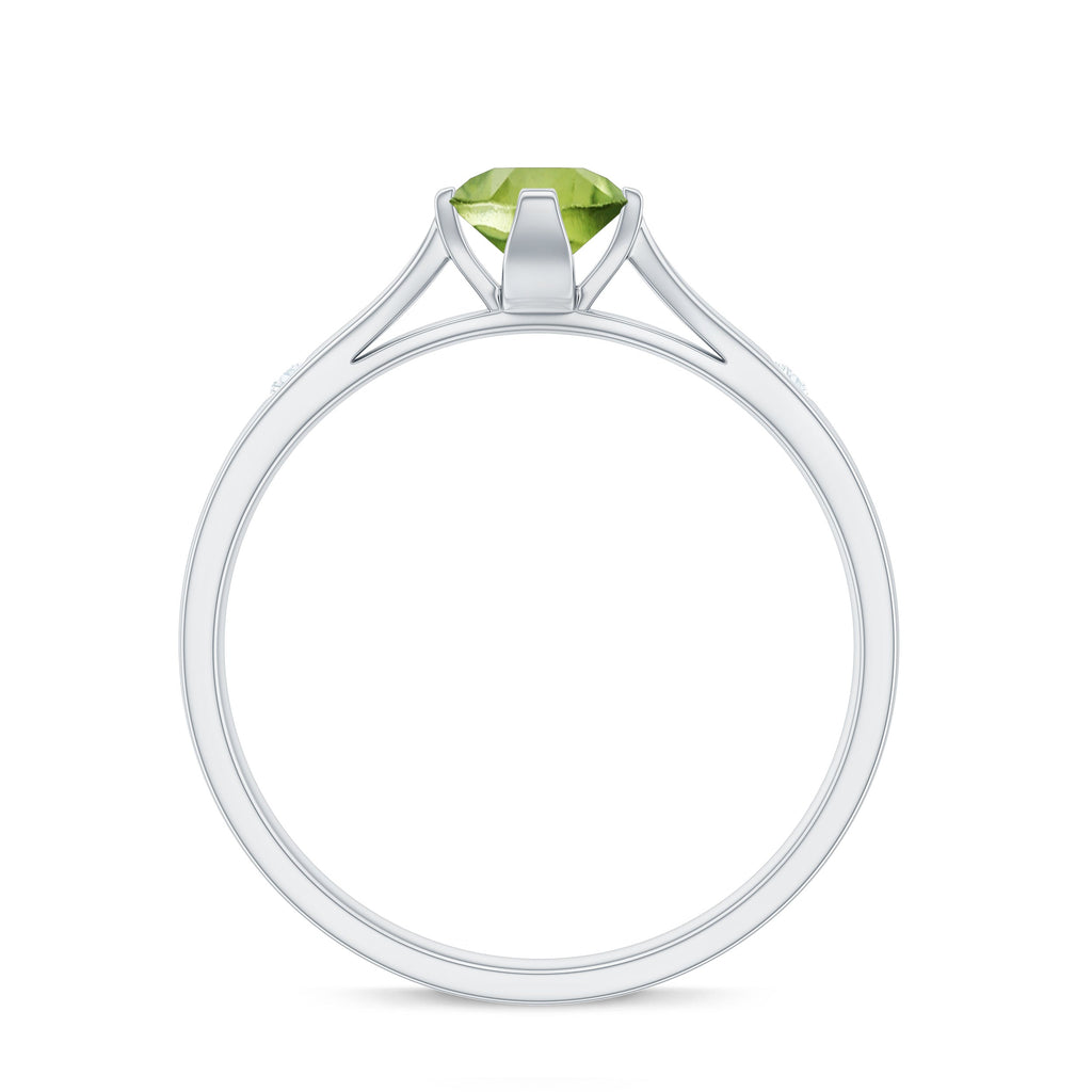 Natural 0.5 Carat Peridot Promise Ring with Diamond