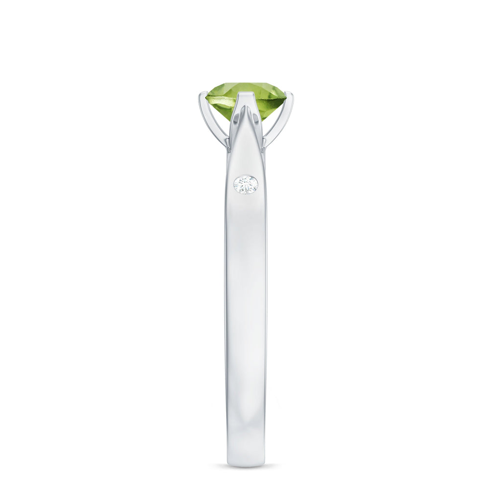 Natural 0.5 Carat Peridot Promise Ring with Diamond