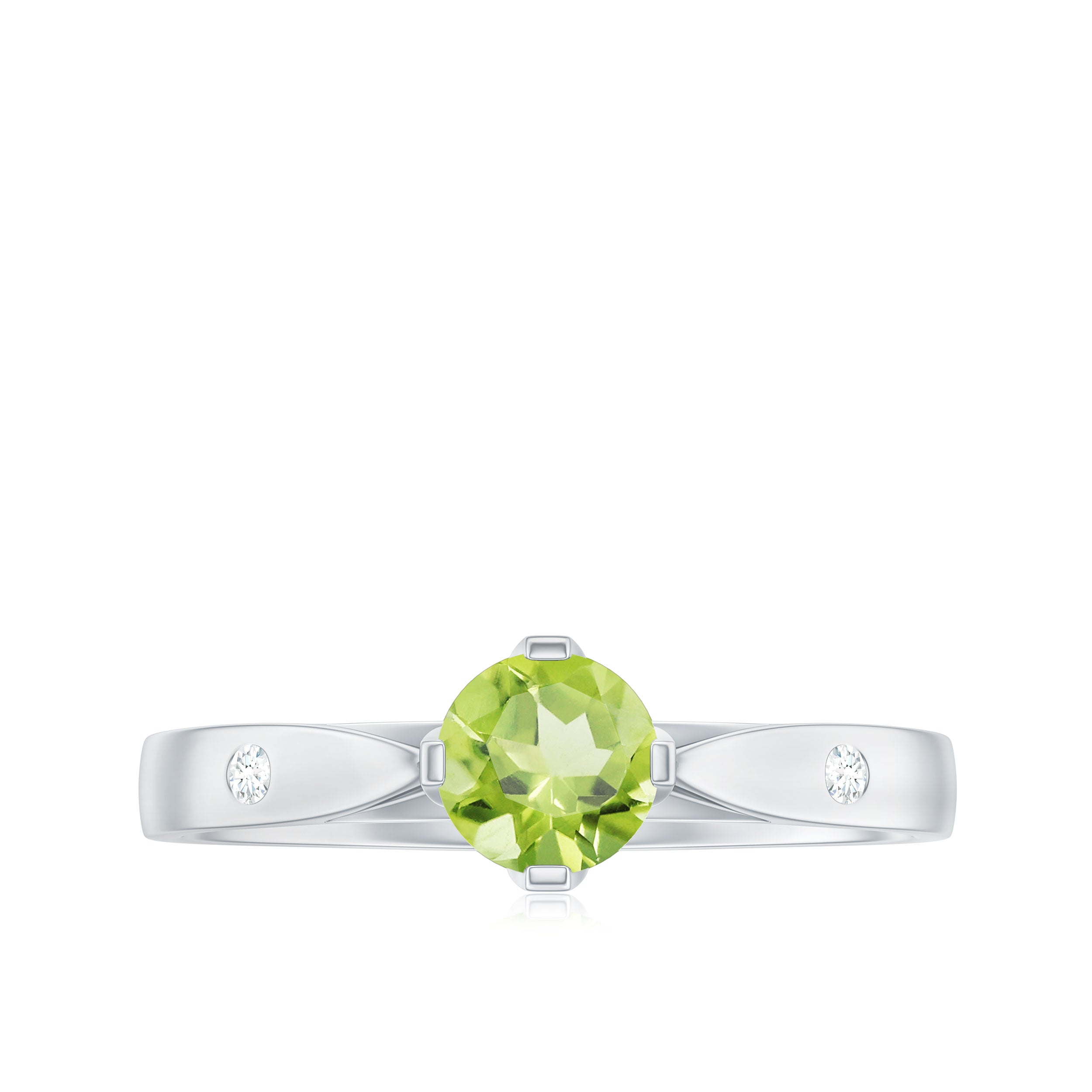 Natural 0.5 Carat Peridot Promise Ring with Diamond