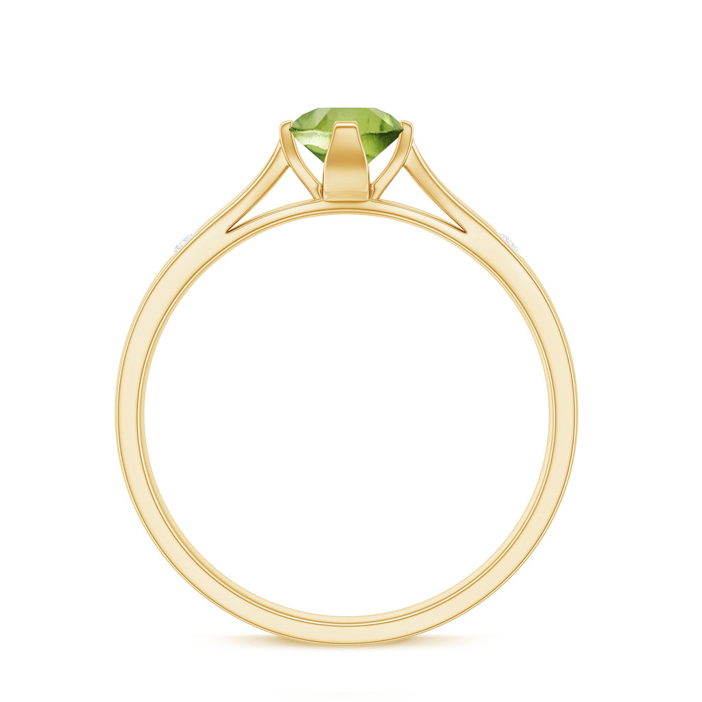 Natural 0.5 Carat Peridot Promise Ring with Diamond