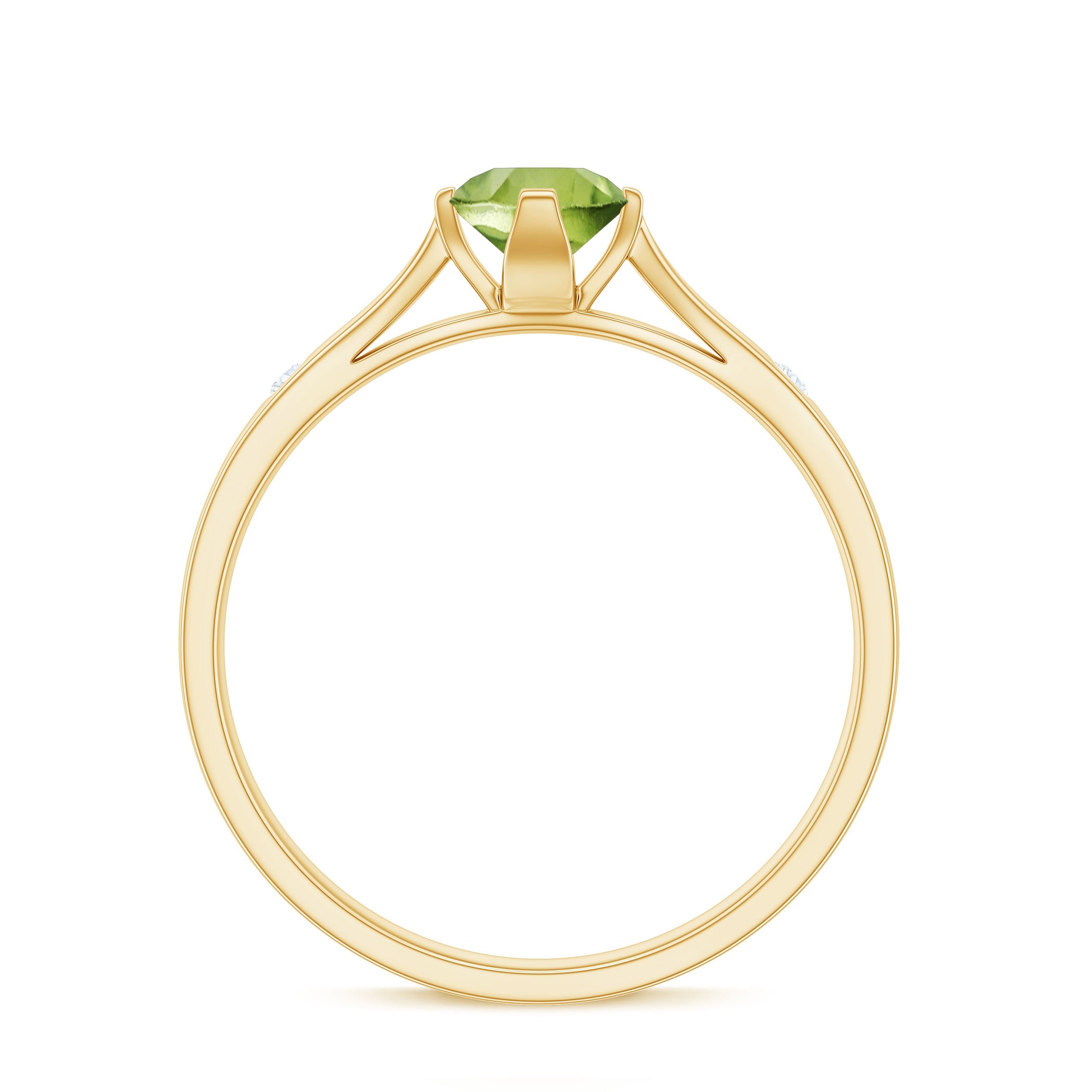 Natural 0.5 Carat Peridot Promise Ring with Diamond