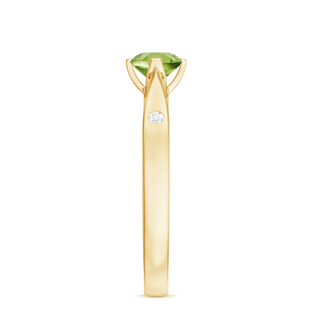 Natural 0.5 Carat Peridot Promise Ring with Diamond