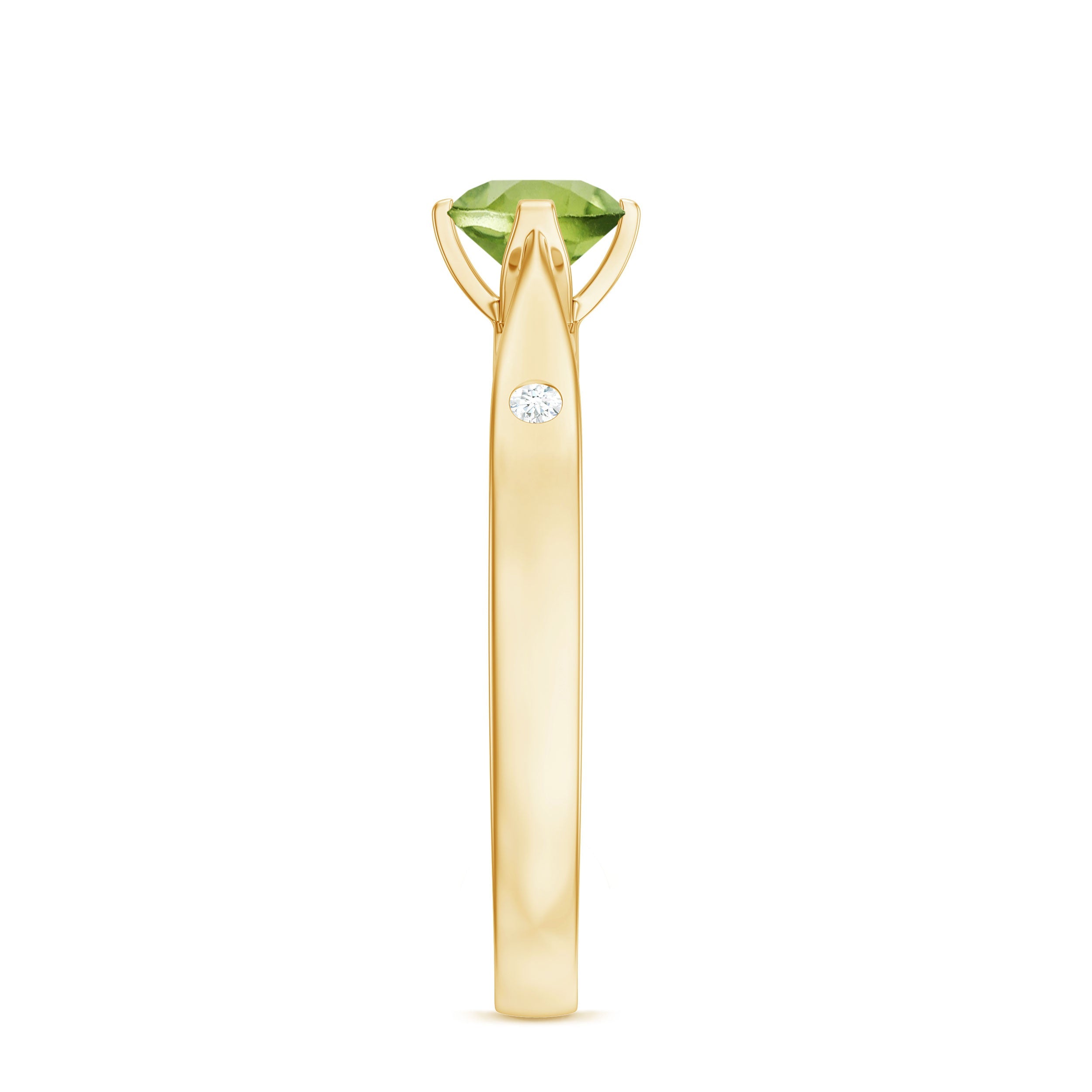 Natural 0.5 Carat Peridot Promise Ring with Diamond