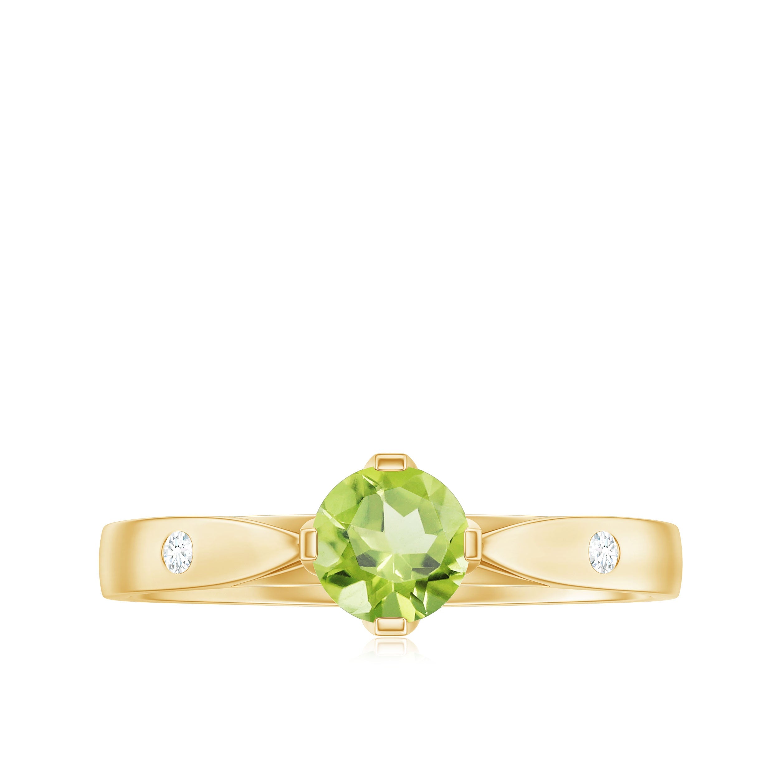 Natural 0.5 Carat Peridot Promise Ring with Diamond