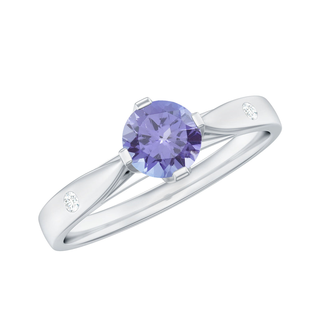 Natural Tanzanite Diamond Commitment Ring for Women