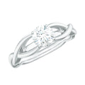 Certified Moissanite Solitaire Engagement Ring in Crossover Shank