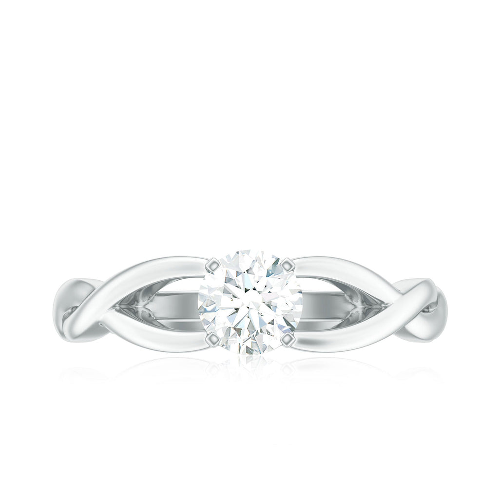 Certified Moissanite Solitaire Engagement Ring in Crossover Shank