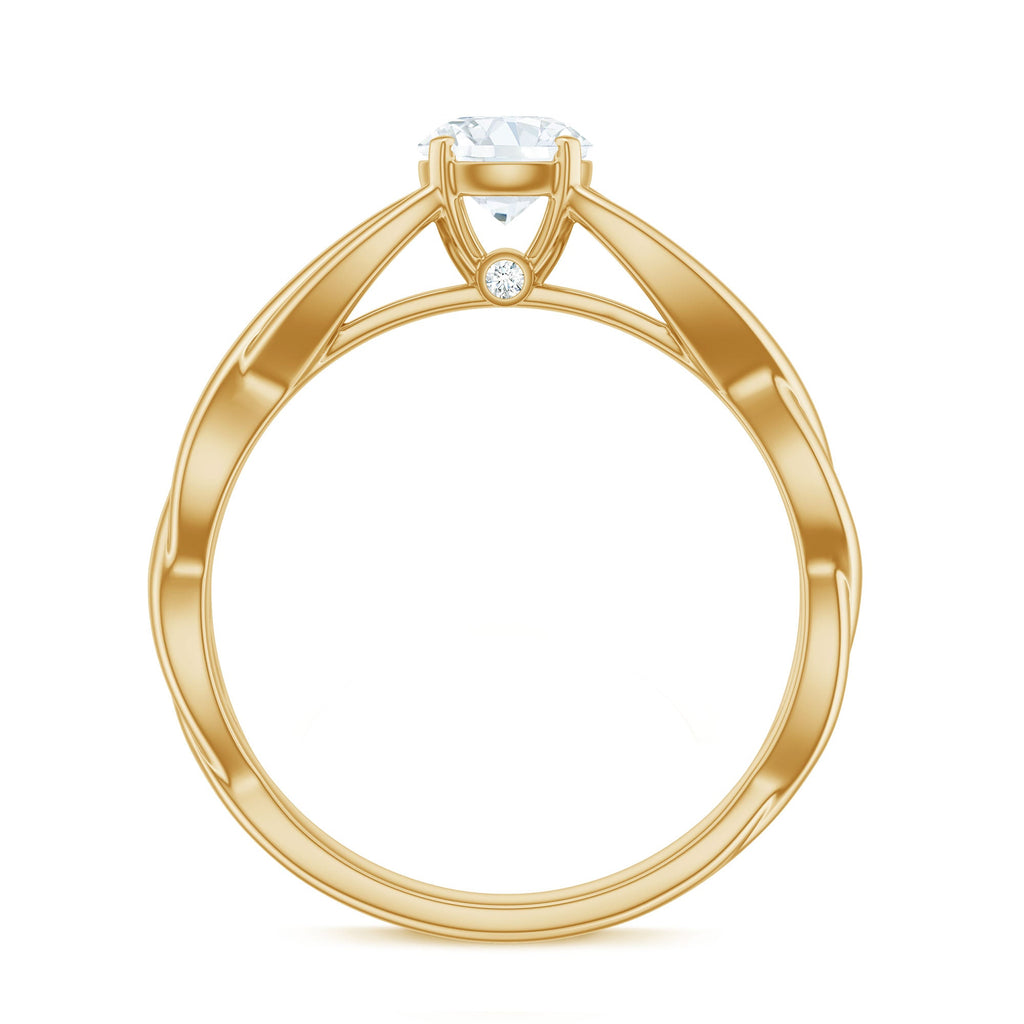 Certified Moissanite Solitaire Engagement Ring in Crossover Shank