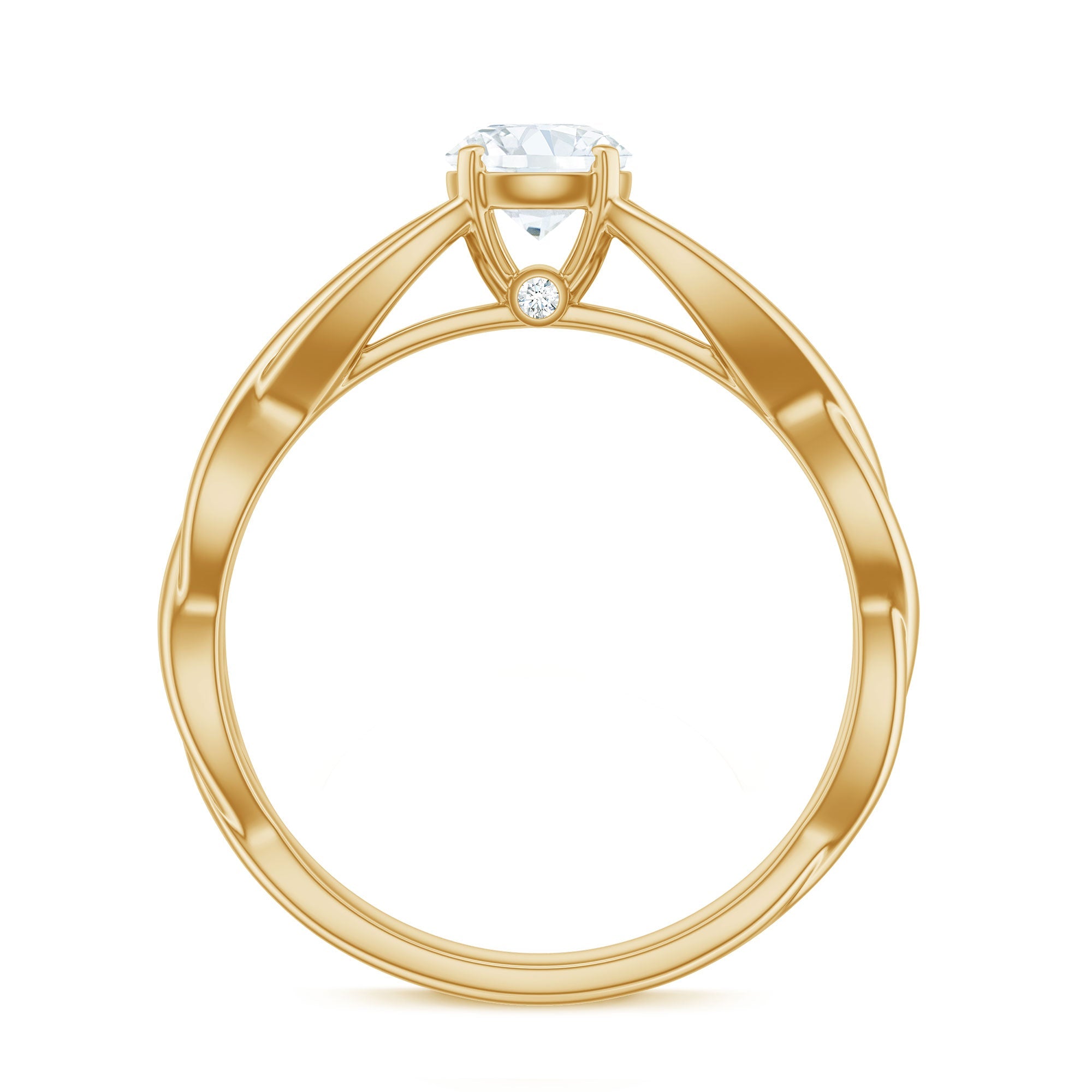 Certified Moissanite Solitaire Engagement Ring in Crossover Shank