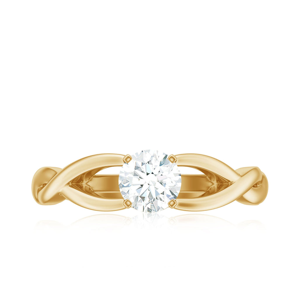 Certified Moissanite Solitaire Engagement Ring in Crossover Shank