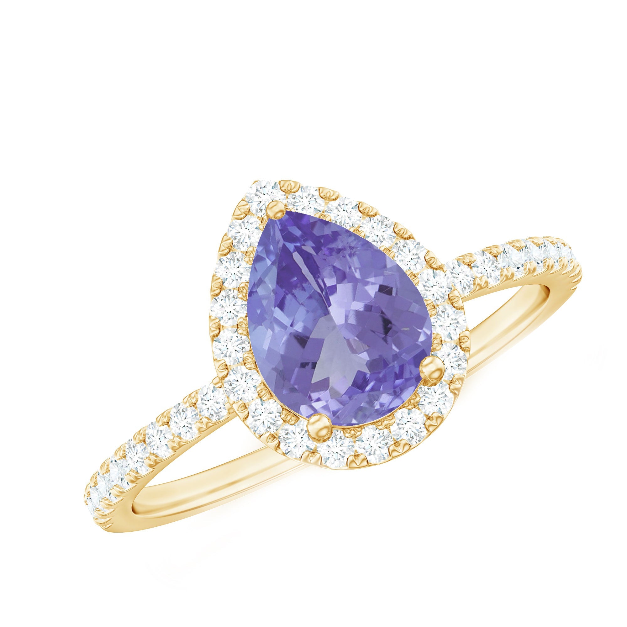 1.35 Carat Tanzanite Classic Engagement Ring with Diamond Halo