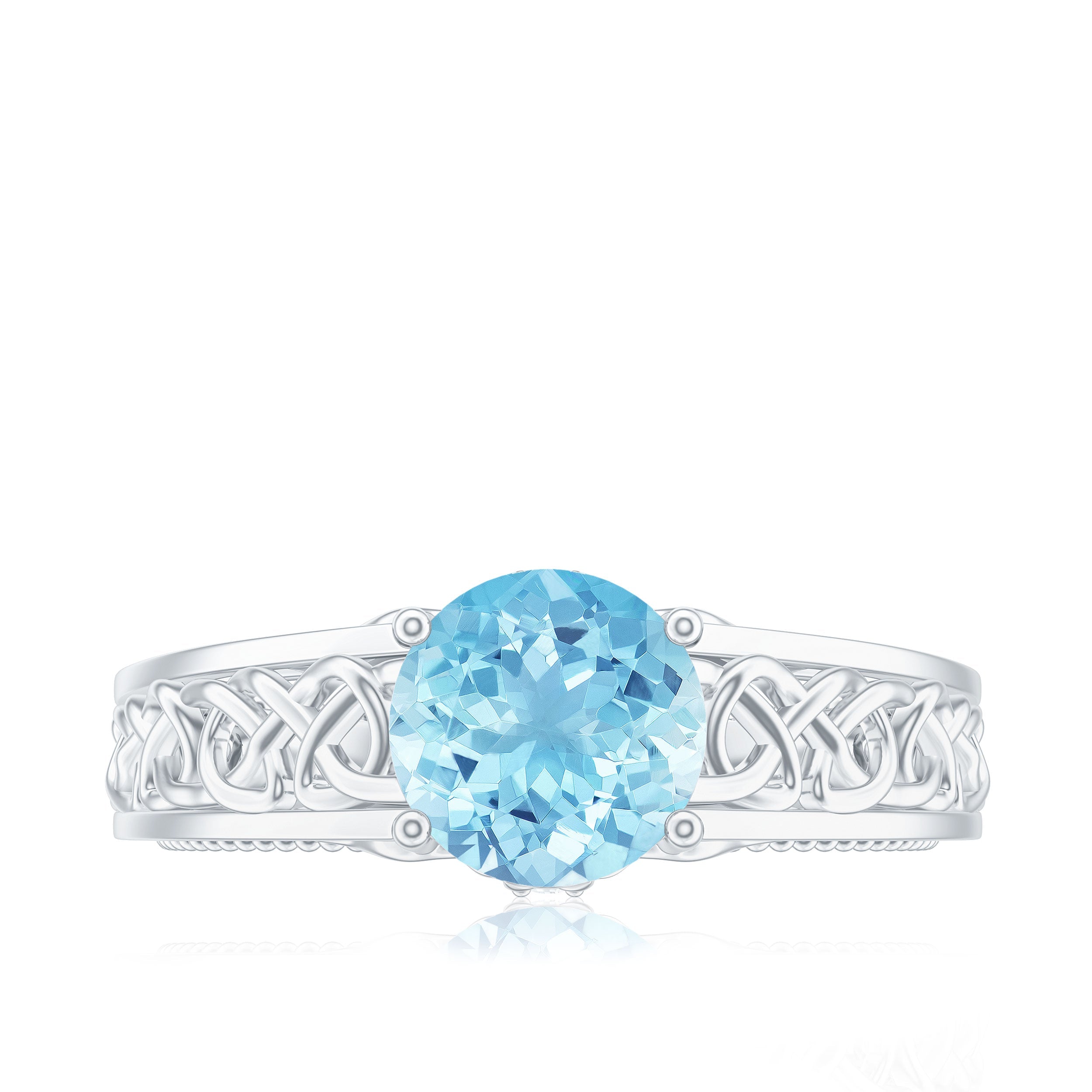 Vintage Looking Aquamarine Engagement Ring with Diamond